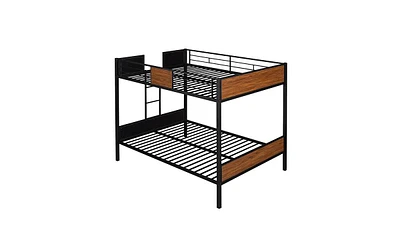 Slickblue Modern Full-Over-Full Bunk Bed with Steel Frame, Safety Rail & Built-In Ladder for Bedroom or Dorm