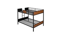 Slickblue Modern Full-Over-Full Bunk Bed with Steel Frame, Safety Rail & Built-In Ladder for Bedroom or Dorm