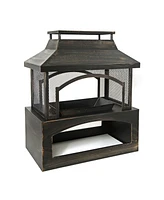 37-Inch Rectangular Metal Outdoor Wood Burning Fireplace