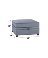 Streamdale Furniture Bois Ii Ottoman (Storage) in Gray Velvet