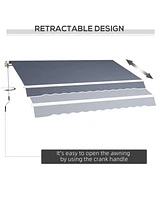 Simplie Fun 12' x 10' Retractable Awning Patio Awnings Sun Shade Shelter with Manual Crank Handle