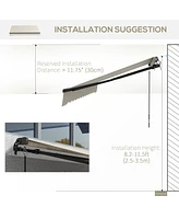 Streamdale Furniture 8' x 6.5' Retractable Awning, Patio Awning Sunshade Shelter with Manual Crank Handle, 280gsm Uv Resistant Fabric and Aluminum Fra