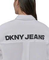 Dkny Jeans Women's Oversized Logo-Print Shirt - WHB