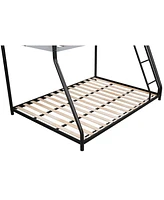 Slickblue Sturdy Metal Twin Over Full Bunk Bed - Ideal Space-Saving Solution for Kids' Rooms