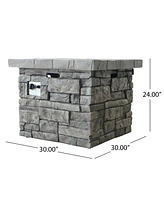 Streamdale Furniture 30" Outdoor Square Mgo Propane Fire Pit - 40,000 Btu, Grey