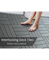 Streamdale Furniture Plastic Composite Deck Tiles Set of 35pcs, Composite Decking Resist Rust, Water, Weather, Indoor&Outdoor, Easy to Diy & Maintain,