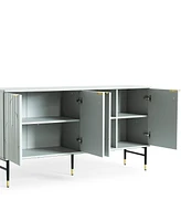 Sideboard Buffet Cabinet, Modern Accent Cabinet with 4 Door, Entryway Cabinet with Storage for Living Room, Dinning Room, Gray