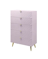 Streamdale Furniture Gaines Chest, Pink High Gloss Finish