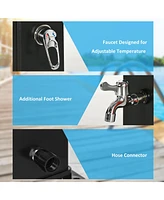 10.6 Gallons Solar Heated Shower with Free-Rotating Shower Head, Temperature Adjustment & Foot Shower, 2-Section Outdoor Shower for Backyard Poolside