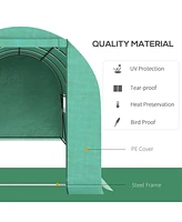 15' x 7' x 6.5' Walk-in Tunnel Hoop Greenhouse, Green House with Polyethylene Pe Cover, Steel Frame, Roll-Up Zipper Door & Windows for Flowers, Vegeta