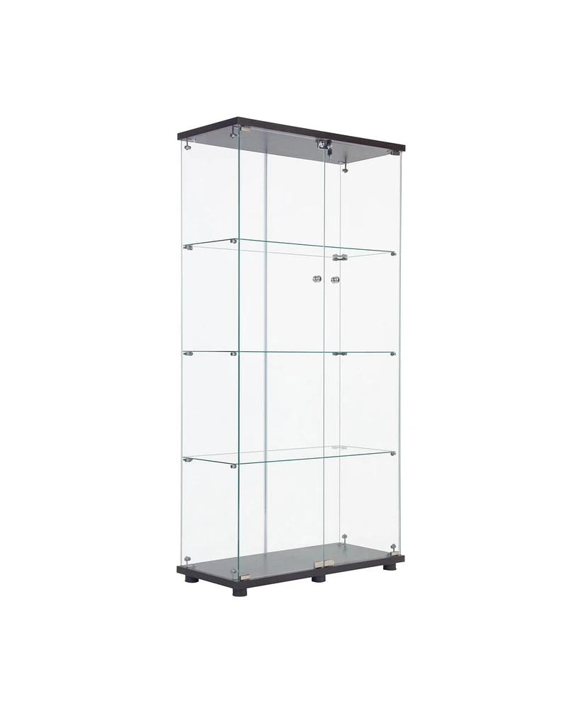 Slickblue Two Door Glass Cabinet Display with 4 Shelves