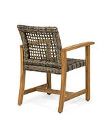 Streamdale Furniture Hampton Wood And Wicker Dining Chair(Set Of 2)