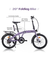 20" Folding Bike Steel Frame 7 Speed City Bike