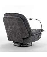Black recliner, reclining lazy chair, mobile phone holder, large and comfortable reading chair, swivel gliding rocking chair, gold-stamped velvet