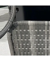 Rattan Side Table, Outdoor End Table with Storage Shelf, Aluminum Frame Square, Coffee Table with Tempered Glass Top, Mixed Gray