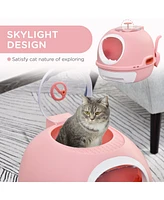 Streamdale Furniture Covered Litter Box, Litter Box with a Lid, Scoop Enclosed Drawer & Skylight for Cats That's Easy to Clean, Pink