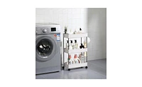 Slickblue 3-Layer Mobile Multi-Functional Storage Cart for Kitchen, Bathroom, and Laundry Room, Plastic & Stainless Steel
