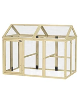 Simplie Fun Chicken Run, Wooden Large Chicken Coop, Combinable Design with Perches & Doors for Outdoor, Backyard, Farm, 4.6' x 2.8