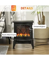 Simplie Fun Electric Fireplace Stove, 18" Freestanding Fireplace Heater with Realistic Flame, Overheating Protection, Portable, 750W/1500W, Black