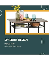 Streamdale Furniture 3 Piece Counter Height Bar Table and Chairs Set, Space Saving Dining Table with 2 Matching Stools, Storage Shelf Metal Frame Foot