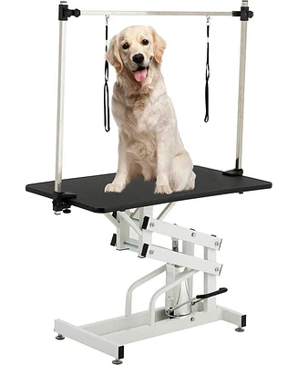 Streamdale Furniture 43 Inch Adjustable Heavy Type Hydraulic Pet Dog Grooming Table Upgraded Professional Drying Table Heavy Duty Frame with Adjustabl