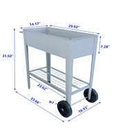 Aveyas Mobile Metal Raised Garden Bed Cart with Legs, Elevated Tall Planter Box with Wheels for Outdoor Indoors House Patio Backyard Vegetables Tomato