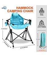 Streamdale Furniture Hammock Camping Chair Folding 350 lbs Foldable Portable Rocking Chairs for Adults Outside Swinging Camp with Stand Lawn Garden Ha