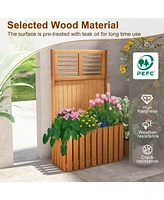 Costway 1 Pcs Wooden Plant Stand Raised Garden Bed with Trellis & Planter Box Privacy Screen