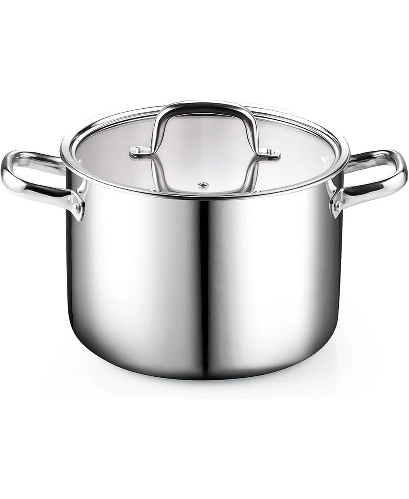 Cook N Home 6 Quart Tri-Ply Clad Stainless Steel Stockpot with Lid, Silver