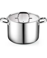 Cook N Home 6 Quart Tri-Ply Clad Stainless Steel Stockpot with Lid, Silver