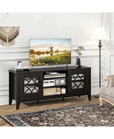 Costway Tv Stand for TVs up to 65" with 3-Position Adjustable Shelves Tempered Glass Doors