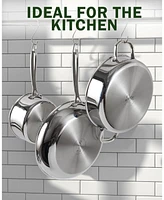 Cook N Home 10.5 Inch Tri-Ply Clad Stainless Steel Deep Frying Pan with Glass Lid