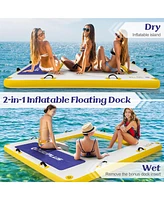 Costway 8 ft x 8 ft Inflatable Floating Dock with Mesh Swim Lounge Removable Insert
