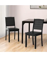 Costway Armless Wood Dining Chair Set of 2 with Rubber Legs Curved Backrest Kitchen