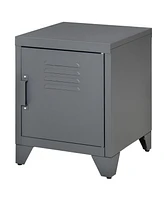 Streamdale Furniture Industrial End Table with Locker Door and Adjustable Shelf