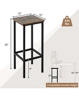 Costway 28" Bar Stools Set of 4 Backless Dining Stools with Footrest Sturdy Metal Frame
