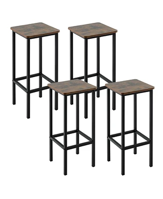 Costway 28" Bar Stools Set of 4 Backless Dining Stools with Footrest Sturdy Metal Frame