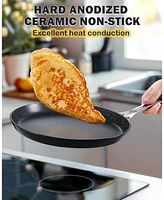 Cooks Standard 10.5-inch Hard Anodized Ceramic Nonstick Griddle Dosa Tawa Tortilla Skillet Pan