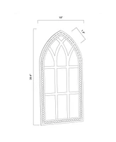 LuxenHome Rustic Wood Cathedral Wall Mirror