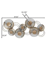 LuxenHome 47" W Distressed Metal Modern Flower Wall Decor