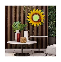 LuxenHome Sunflower Metal and Glass Outdoor Wall Decor