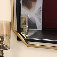 LuxenHome Gold and Black Metal Floating Frame Wall Accent Mirror