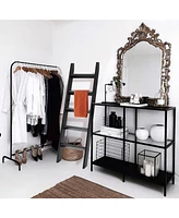 LuxenHome Black Wood 4.8ft Decorative Blanket Ladder