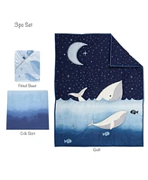 Lambs & Ivy Bubbles & Squirt 3-Piece Whale/Ocean Aquatic Baby Crib Bedding Set