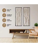 LuxenHome Gold Metal Branch Wall Decor, Set of 2