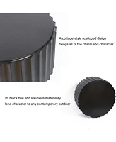 LuxenHome Black Cement Round Coffee Table