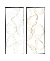 LuxenHome Gold and Silver Abstract Rectangular Metal Wall Decor, Set of 2