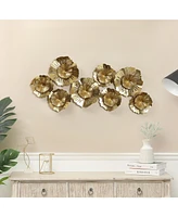 LuxenHome 40-In Wide Gold Metal Modern Flowers Wall Decor