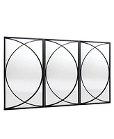 LuxenHome 3-Piece Black Metal Rectangular Wall Mirror Set