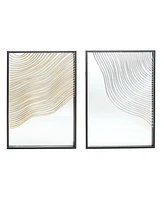 LuxenHome Set of 2 Modern Iron Waves Rectangular Accent Wall Mirrors